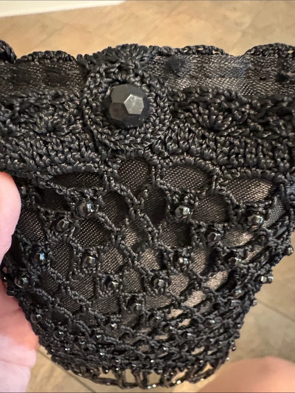 Black Crochet Fringe Crossbody Bag